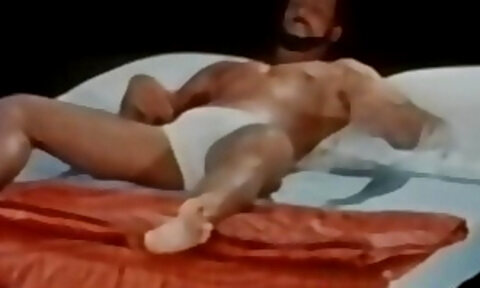 Sexy vintage jock working out before hot solo masturbation