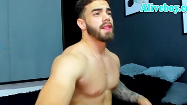 handsome colombian guy with tattoos and piercings masturbates on webcam
