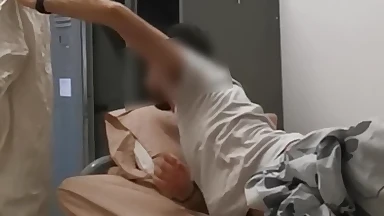 Cumming on sailor's Uniform in the Barracks