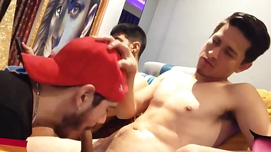 Threesome of Latinos with perfect cocks